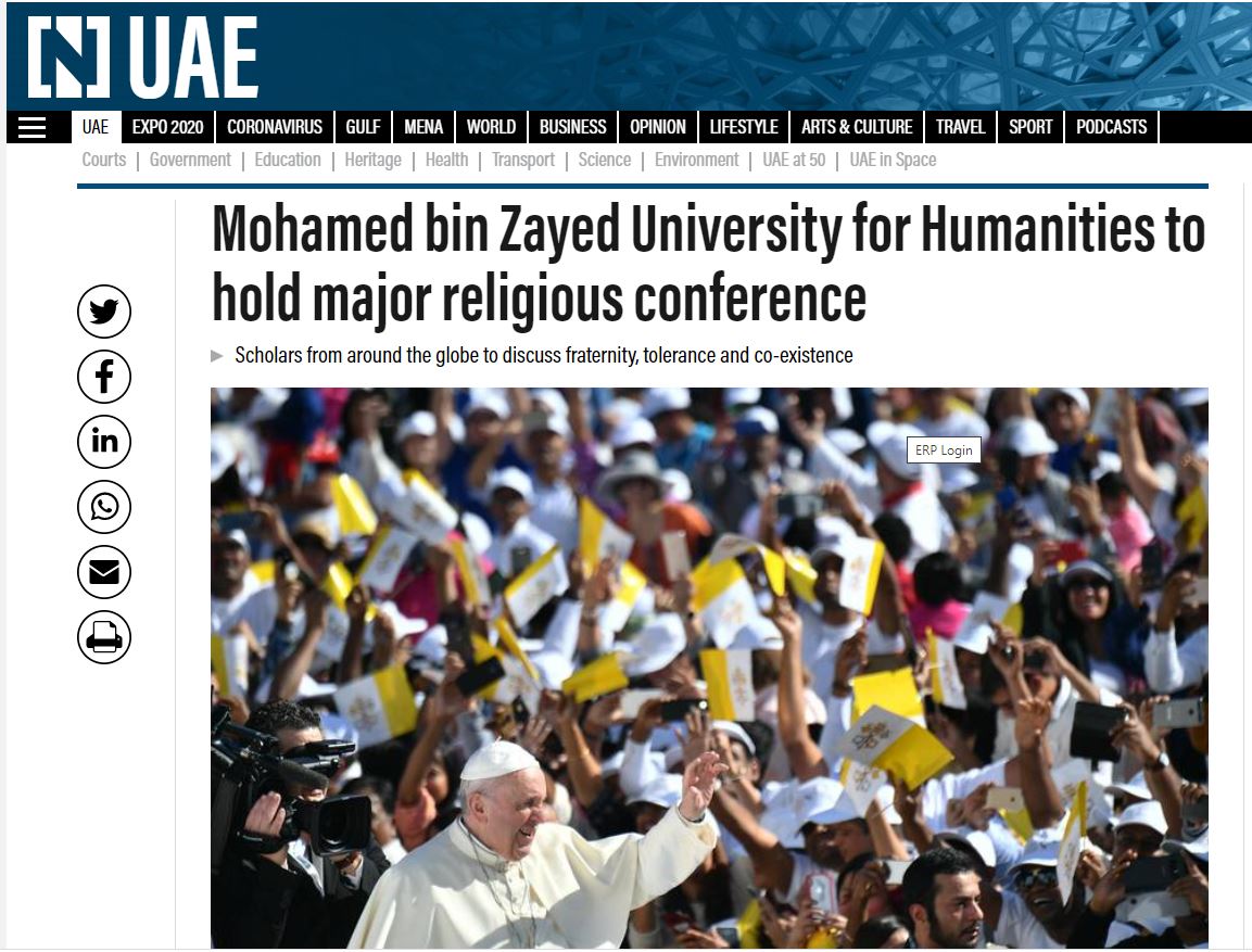 Mohamed bin Zayed University for Humanities to hold major religious conference