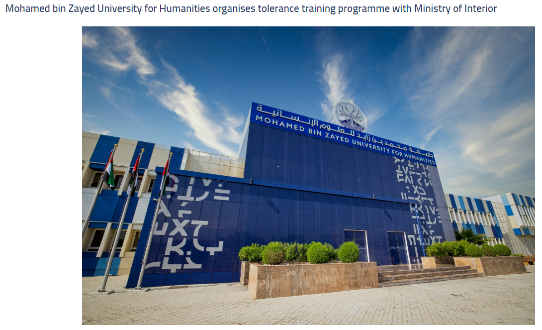 Mohamed bin Zayed University for Humanities organises tolerance training programme with Ministry of Interior